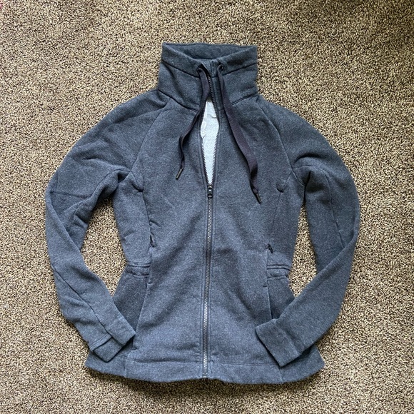 lululemon athletica Tops - Lululemon Full Zip Dark Grey Sweatshirt Size 4